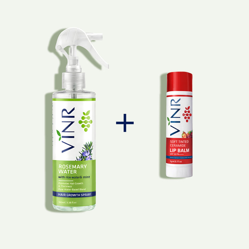 VINR Rosemary Water Hair Spray + Soft Tinted Ceramide Lip Balm Combo