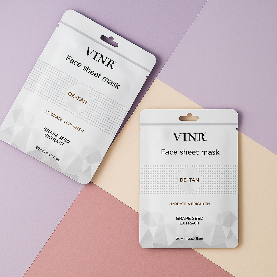 Vinr De Tan Face Sheet Mask – Pack of 2 | Brightens & Soothes Sun-Exposed Skin | With Niacinamide & Vitamin C