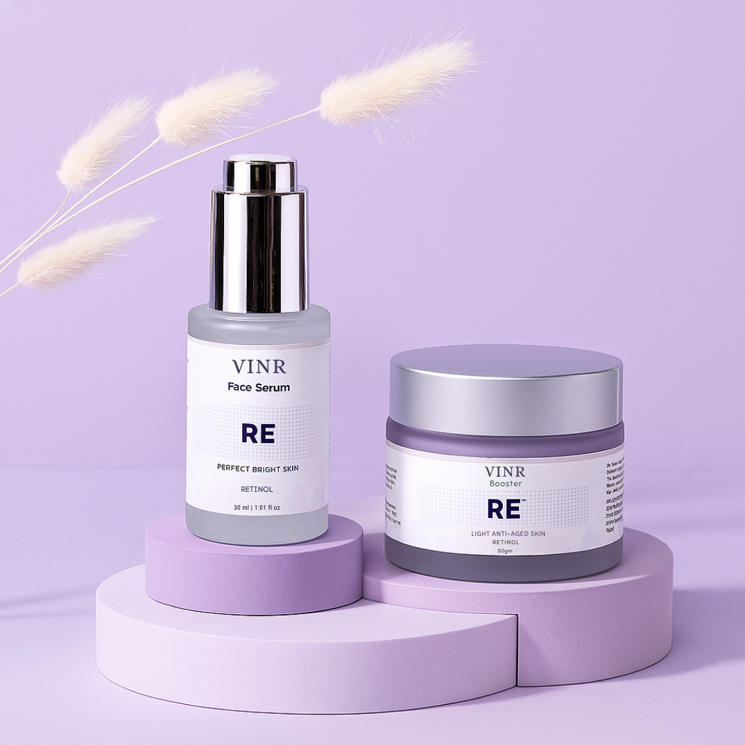 Vinr Night Repair Combo | Retinol Serum & Retinol Moisturizer | Fades Fine Lines | Boosts Collagen | Overnight Skin Renewal | 30ml + 50gm