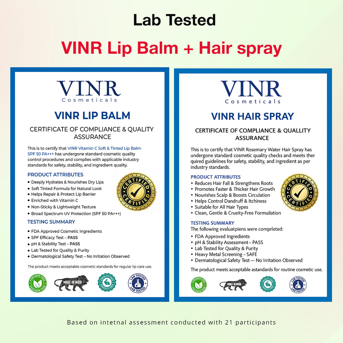 VINR Rosemary Water Hair Spray + Soft Tinted Ceramide Lip Balm Combo