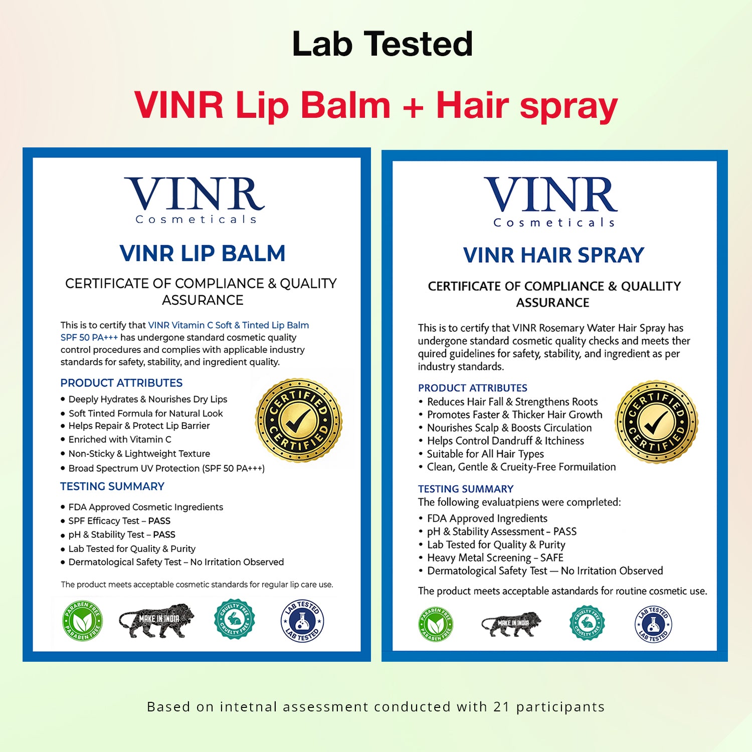 VINR Rosemary Water Hair Spray + Soft Tinted Ceramide Lip Balm Combo