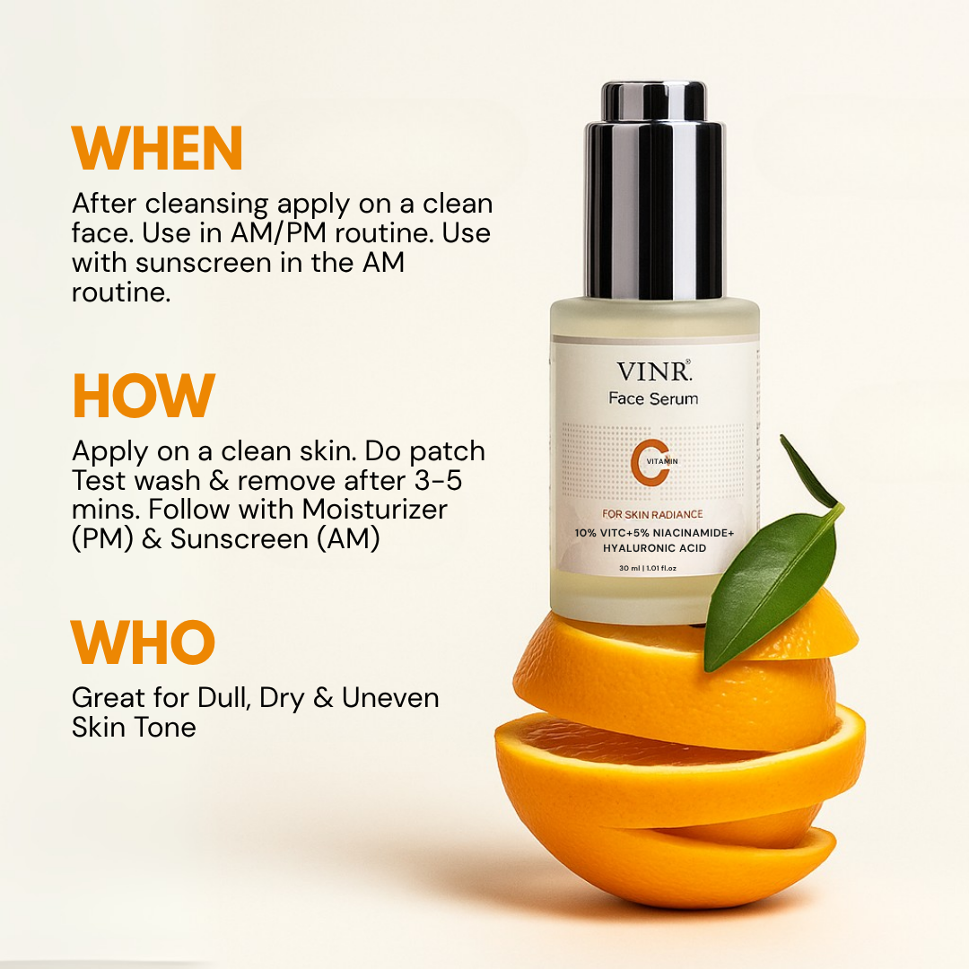 Vinr 10% Vitamin C, 5% Niacinamide Serum | Vitamin C Serum For Glowing Skin | Fades Dark Spots | Brightens Skin| 30 ml