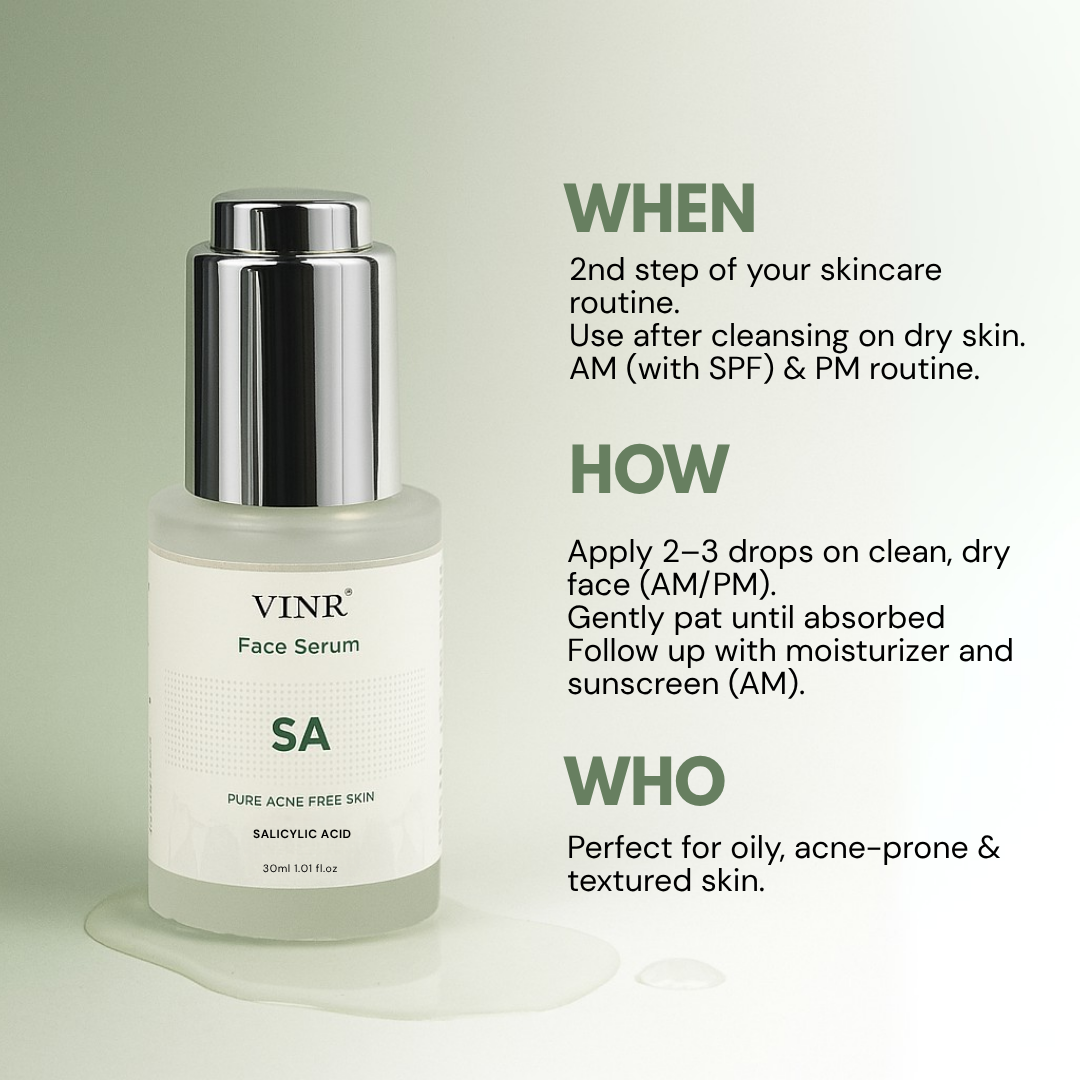 Vinr 2% Salicylic Acid & 5% Niacinamide Serum | Fights Acne & Blackheads | Unclogs Pores | Oil Control | 30 ml