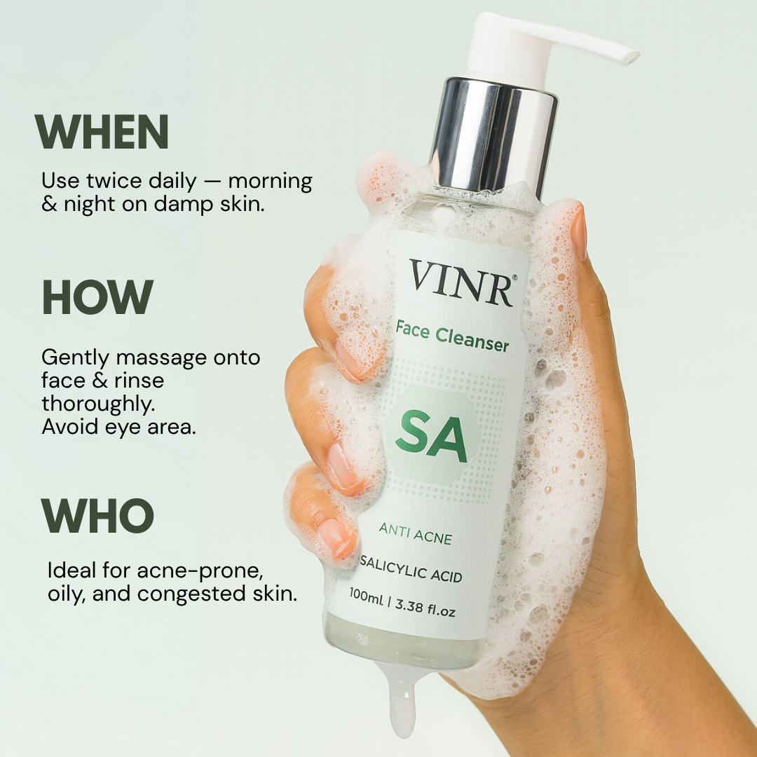 Vinr 2% Salicylic Acid Face Cleanser | Fights Acne & Blackheads | Deep Cleansing Facewash for Oily Skin | 100 ml