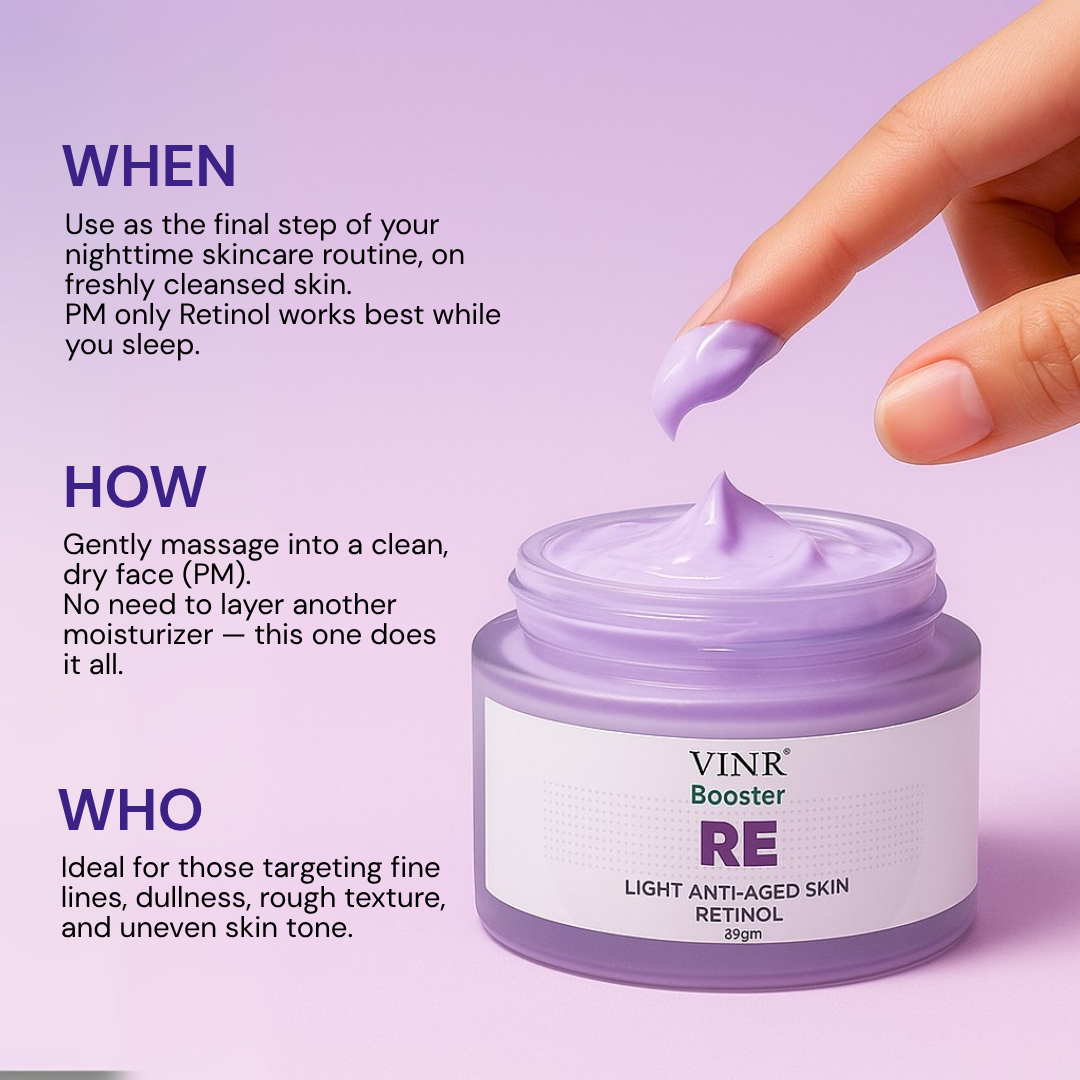 Vinr Retinol Face Booster | Fights Signs of Ageing | Refines Texture | Night Repair Cream | 50 gm