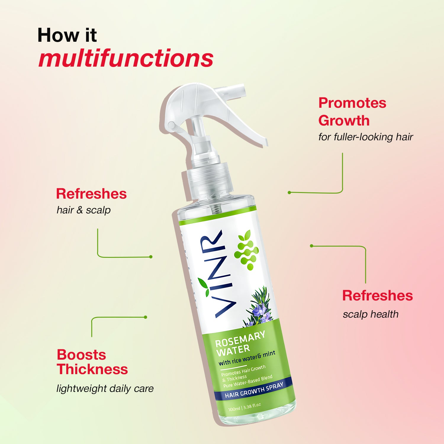 VINR Rosemary Water Hair Spray + Soft Tinted Ceramide Lip Balm Combo