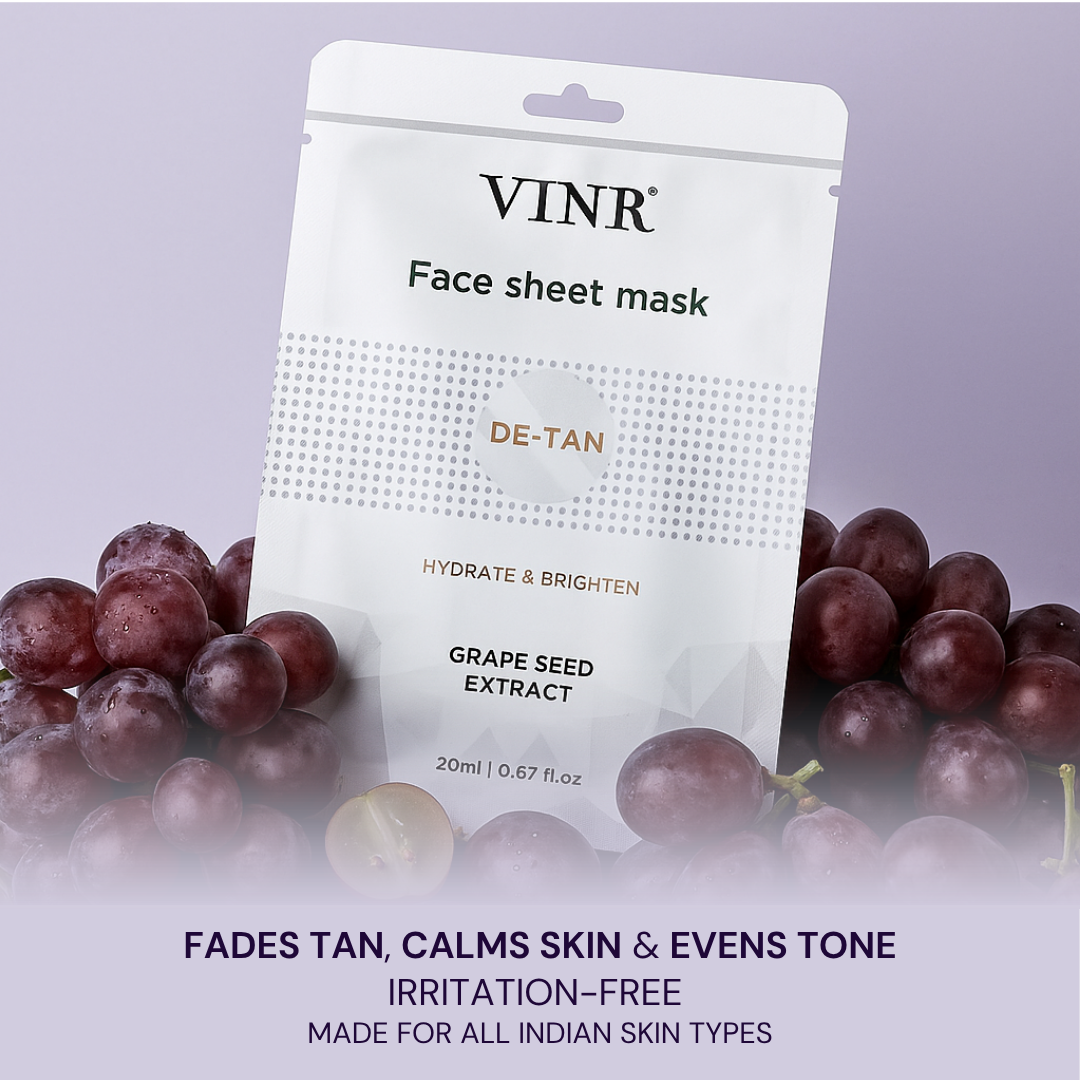 Vinr De Tan Face Sheet Mask – Pack of 2 | Brightens & Soothes Sun-Exposed Skin | With Niacinamide & Vitamin C