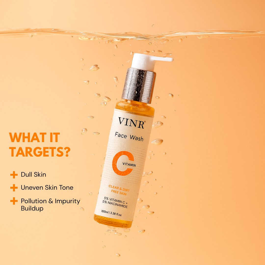 Vinr Vitamin C Facewash | Brightens & Refreshes Skin | Fights Pollution & Tanning | Gentle Gel Cleanser | 100 ml
