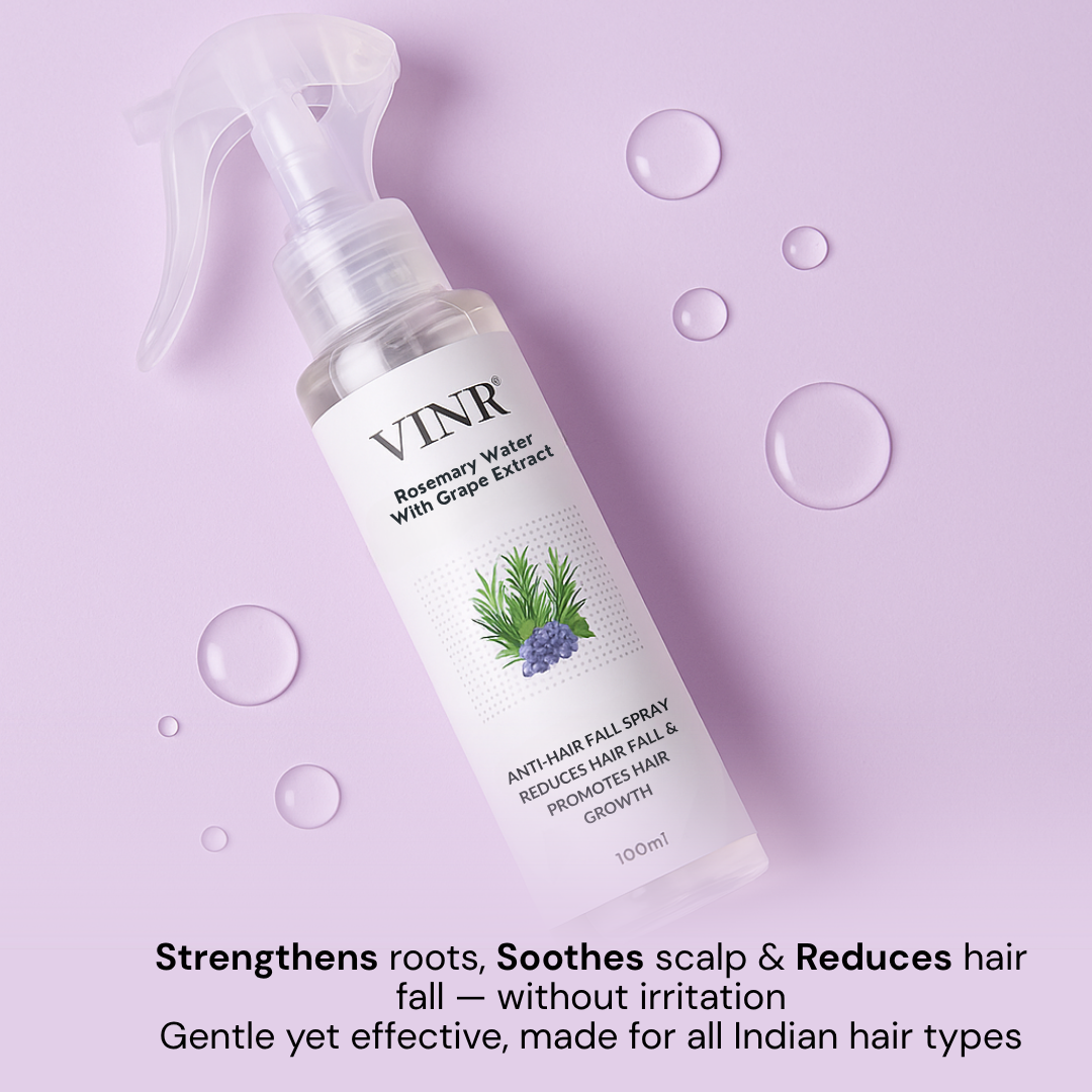 Vinr Rosemary Water Hair Spray with Grape Seed Extract | Reduces Hair Fall | Boosts Growth & Scalp Health | 100 ml