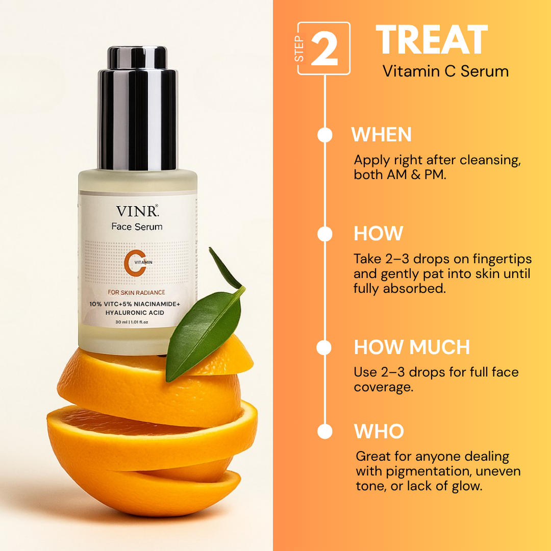 Vinr Daily Glow Skincare Combo | Vitamin C Facewash, Serum & Dewy Sunscreen | Brightens, Hydrates & Protects | Suitable for All Skin Types