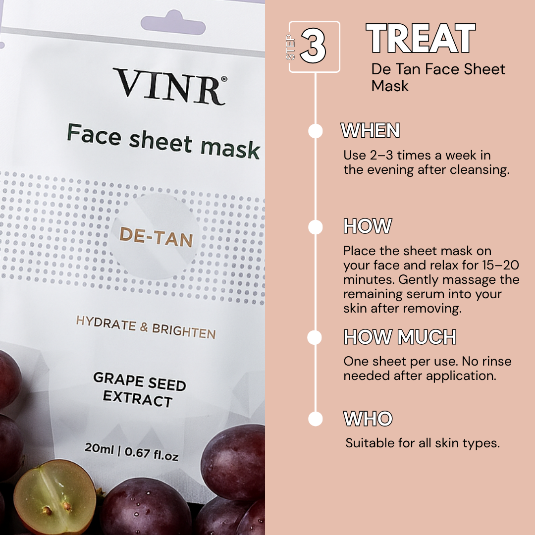 Vinr Mini Glow Combo | Vitamin C Facewash, Niacinamide & Rice Water Toner, De-Tan Sheet Mask | Brightens, Calms & Restores Glow | Suitable for All Skin Types