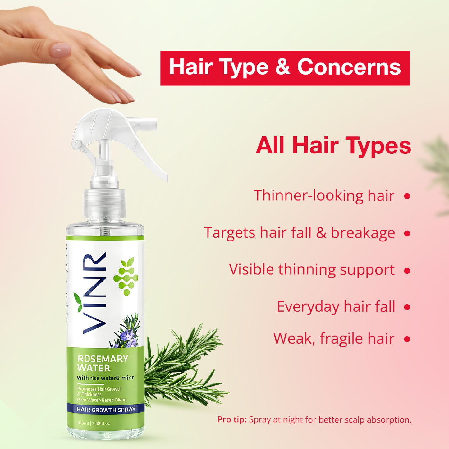 VINR Rosemary Water Hair Spray + Soft Tinted Ceramide Lip Balm Combo