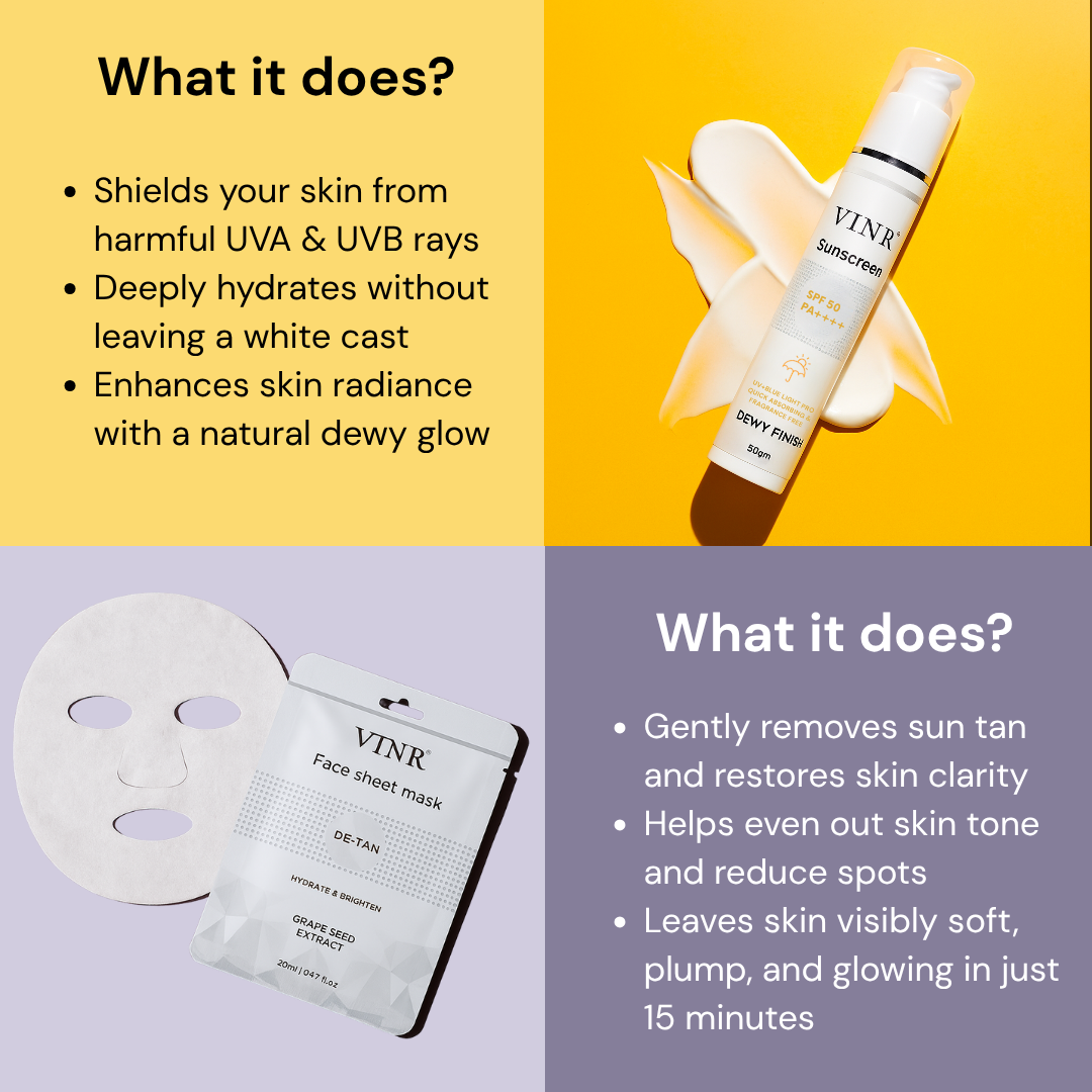 Vinr Sun Defense Combo | Sun Protection & Tan Removal | Hydrates & Brightens Skin | Suitable for All Skin Types