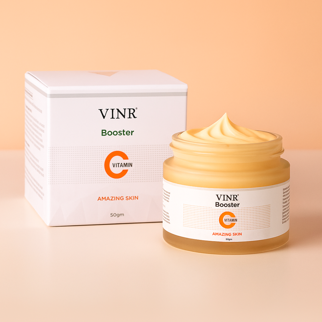 Vinr 10% Vitamin C Face Booster | Brightens Skin & Fades Dark Spots | Lightweight Daily Glow Moisturizer | 50 gm