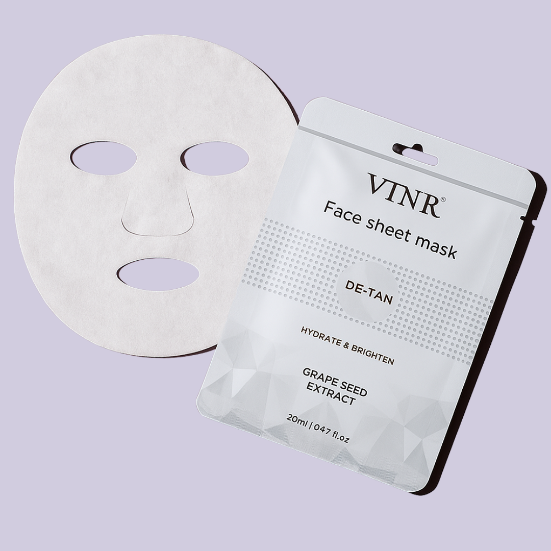 Vinr De Tan Face Sheet Mask – Pack of 2 | Brightens & Soothes Sun-Exposed Skin | With Niacinamide & Vitamin C