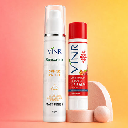 VINR Sunscreen Matt +  Lip Balm Stick Combo
