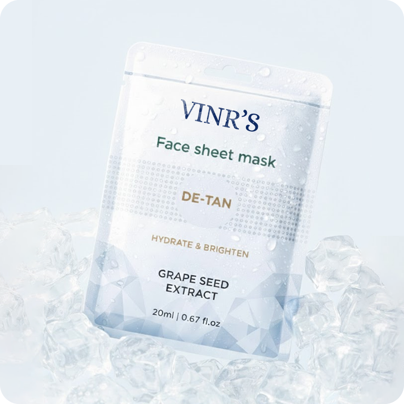 Vinr De Tan Face Sheet Mask – Pack of 2 | Brightens & Soothes Sun-Exposed Skin | With Niacinamide & Vitamin C