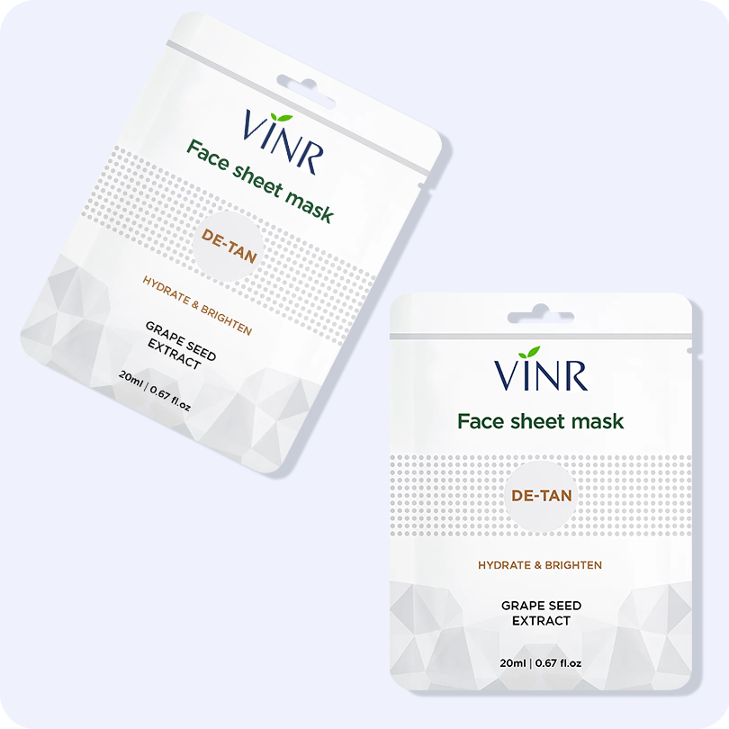 Vinr De Tan Face Sheet Mask – Pack of 2 | Brightens & Soothes Sun-Exposed Skin | With Niacinamide & Vitamin C