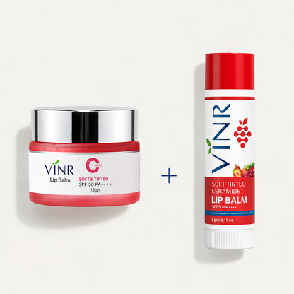 VINR Soft Tinted Ceramide Lip Balm + Lip Sleeping Mask Combo