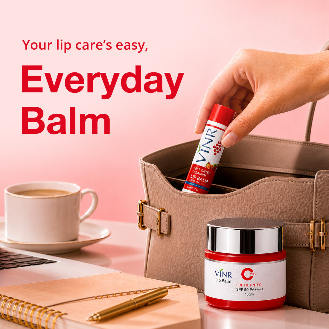 VINR Soft Tinted Ceramide Lip Balm + Lip Sleeping Mask Combo | Deep Moisture, Plump & Repair Dry, Chapped Lips Overnight