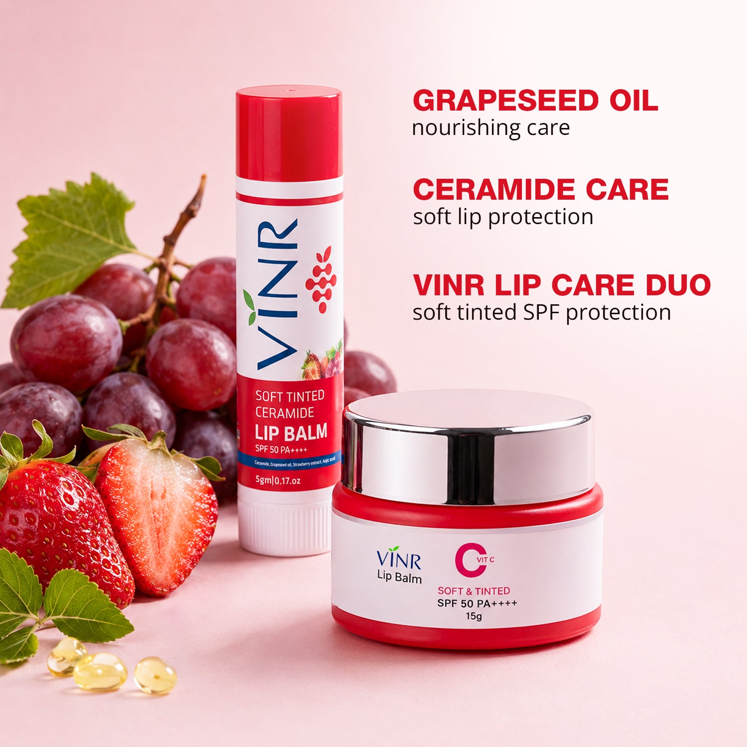 VINR Soft Tinted Ceramide Lip Balm + Lip Sleeping Mask Combo | Deep Moisture, Plump & Repair Dry, Chapped Lips Overnight