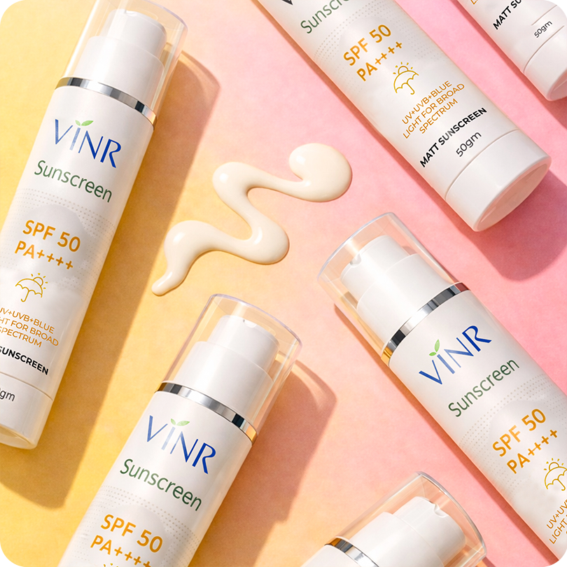 Vinr SPF 50 PA++++ Matt Finish Sunscreen | Broad Spectrum UVA + UVB | Oil-Free, No White Cast | 50 gm