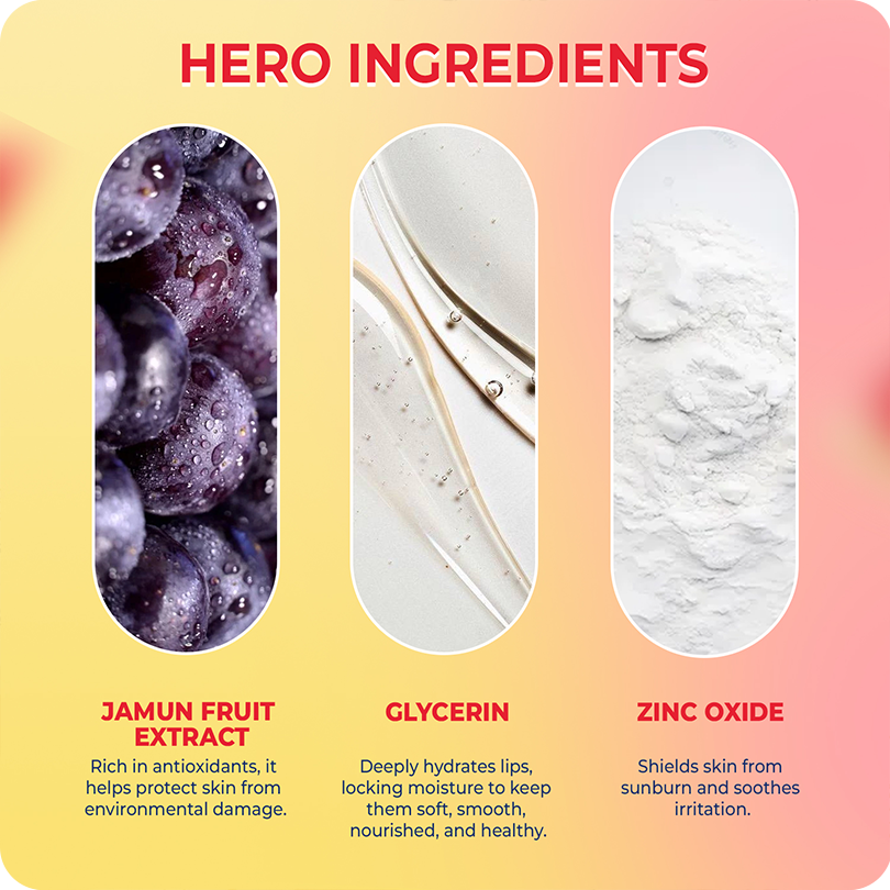Hero ingredients in VINR SPF 50 Sunscreen – Shiitake Yeast Extract, Glycerin, and Zinc Oxide for matte sun protection

