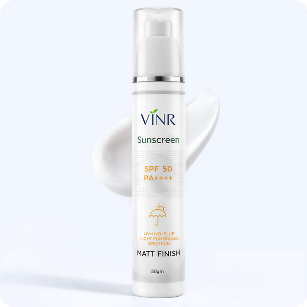 VNR Sunscreen bottle with SPF 50 on a white background
