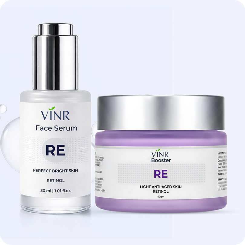 Vinr Night Repair Combo | Retinol Serum & Retinol Moisturizer | Fades Fine Lines | Boosts Collagen | Overnight Skin Renewal | 30ml + 50gm