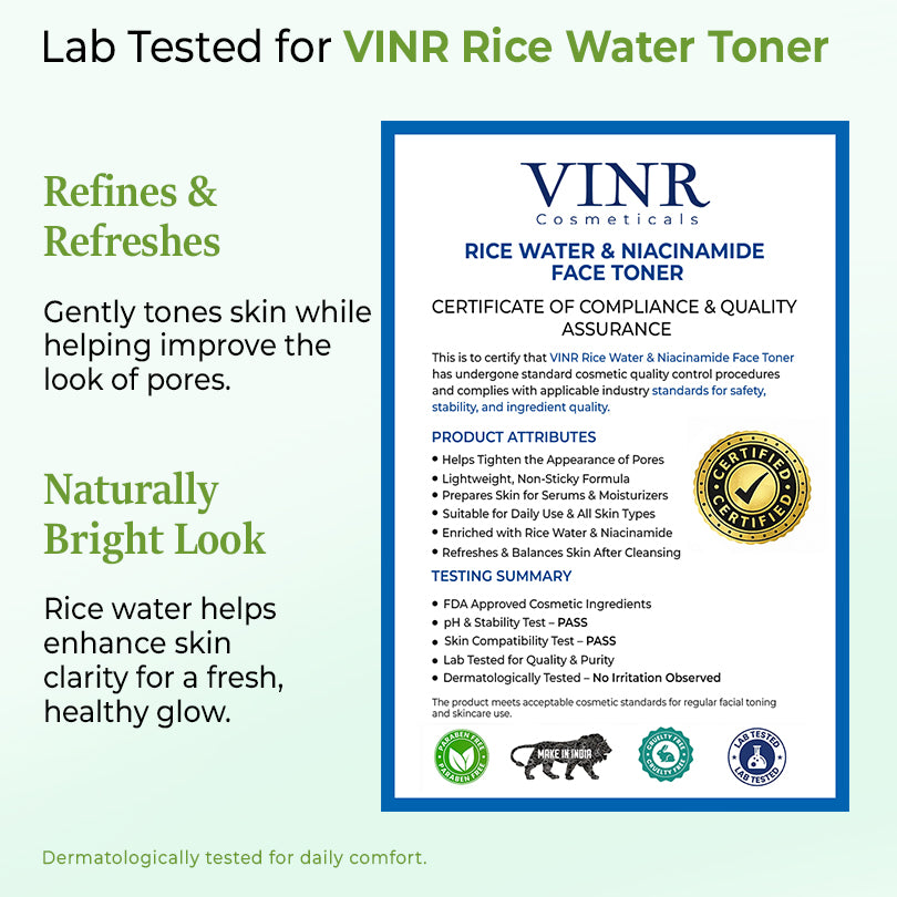 Vinr Niacinamide & Rice Water Toner | Pore-Refining, Brightening & Oil-Control | Alcohol-Free | 100 ml