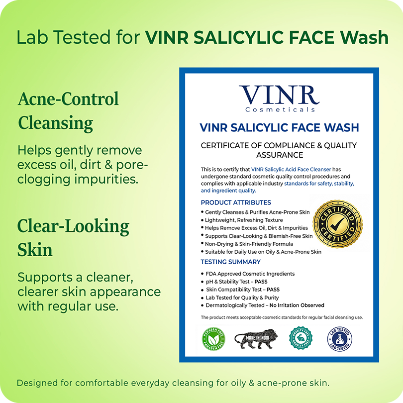 Vinr 2% Best Salicylic Acid Face Cleanser | Fights Acne & Blackheads | Deep Cleansing Facewash for Oily Skin | 100 ml
