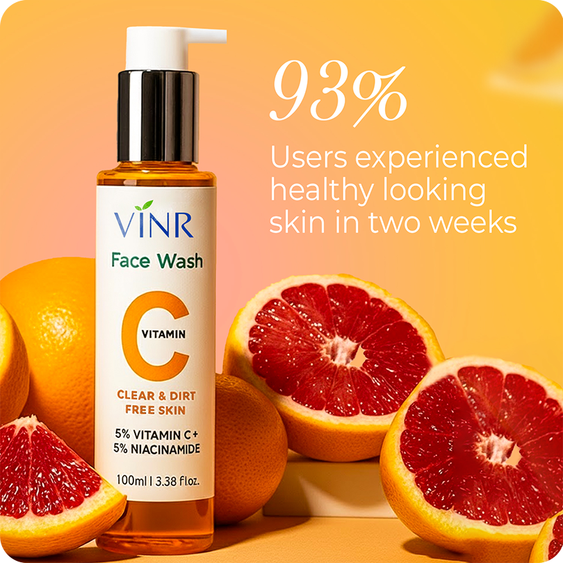 Vinr Vitamin C Facewash | Brightens & Refreshes Skin | Fights Pollution & Tanning | Gentle Gel Cleanser | 100 ml