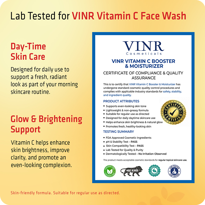 Vinr 10% Vitamin C Face Moisturiser | Brightens Skin & Fades Dark Spots | Lightweight Daily Glow Moisturizer | 50 gm