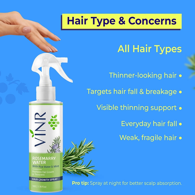 Vinr Rosemary Water Hair Spray with Grape Seed Extract | 100 ml