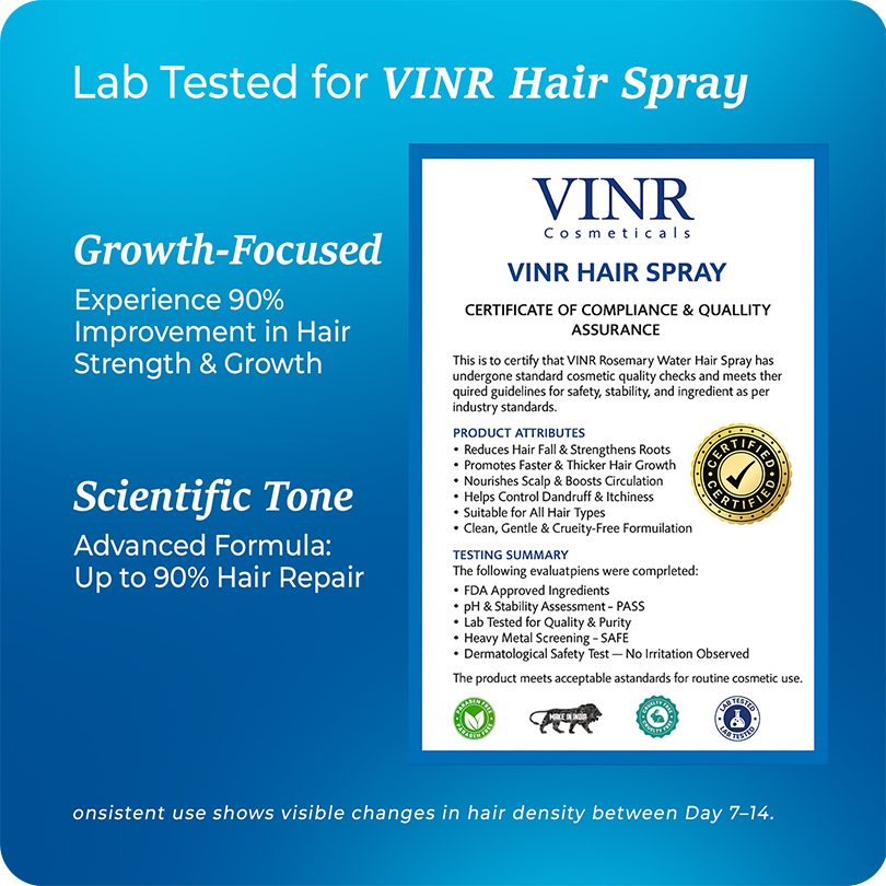 Vinr Rosemary Water Hair Spray with Grape Seed Extract | Reduces Hair Fall | Boosts Growth & Scalp Health | 100 ml