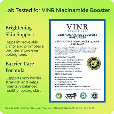VINR Niacinamide Booster lab-tested, dermatologist-approved brightening and barrier repair formula