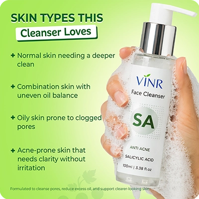 VINR Salicylic Acid Cleanser for oily, acne-prone, combination skin—100% vegan, cruelty-free